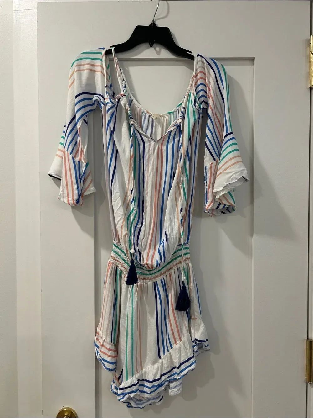 Surf Gypsy Striped Romper CoverUp, Size Large